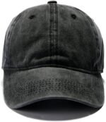 Washed Cotton Baseball Cap – Vintage Black Adjustable Dad Hat for Men & Women - Image 2